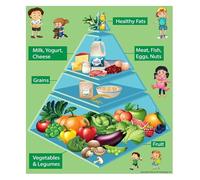 TAMDDBPJD Educational Food Pyramid Poster for Healthy Food Chart Classroom Wall Decor Learning Healthy Diet Poster(Unframed,12x18inch(30x45cm))