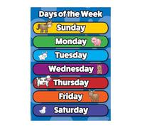 TAMDDBPJD Preschool Days of the Week, Laminated Educational Chart for Classroom Kindergarten Homeschool, Teacher Resources Learning Decor(Framed,16x24inch(40x60cm))