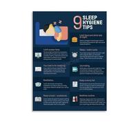 TAMDDBPJD Relaxation and Sleep Hygiene Infographic Poster Educational Canvas Wall-Art for Bedroom Living Room and Office Decor(Framed,12x18inch(30x45cm))