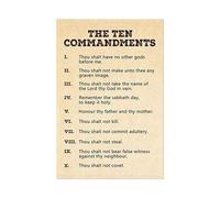 TAMDDBPJD Religious Wall-Art The Ten Commandments, Cool Vintage Scripture, Bible Quote Decor for Farmhouse, Bedroom, Church, Sunday School (Framed,16x24inch(40x60cm))