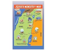 TAMDDBPJD 's Bible Map - Follow Jesus' Journey Through Galilee, Samaria & Judea, Educational Christian Wall-Art for Sunday School Classroom & Nursery Decor(Unframed,08x12inch(20x30cm))