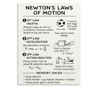 TAMDDBPJD Scientific Poster Newtons Laws of Motion Physics Educational Wall-Art for Home School Living Room Bedroom Decor(Framed,08x12inch(20x30cm))
