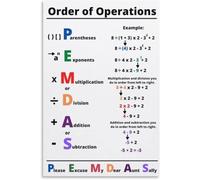 TAMDDBPJD Teacher Gift Math - Order of Operations & Basic Formula Chart for Classroom Inspiration & Decor(Framed,08x12inch(20x30cm))