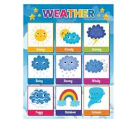 TAMDDBPJD Weather Educational for Toddlers, Preschool Classroom Wall Decor, My First Weather Chart with Sunny Rainy Snowy, Kindergarten Homeschool Learning Materials (Unframed,12x18inch(30x45cm))