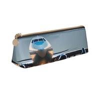 Tamiger Astuccio in pelle con stampa di aeroplano nella sera, grande capacità, con cerniera, per scuola, viaggi, trucco