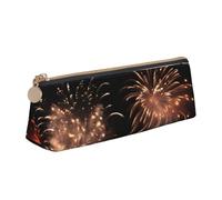Tamiger Astuccio in pelle con stampa di fuochi d'artificio esplosione, grande capacità, con cerniera, per scuola, viaggi, trucco