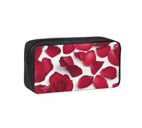 Tamiger Astuccio spazioso unisex con stampa di petali di rosa rossa, grande capacità, organizer per cancelleria, per il trasporto quotidiano