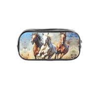Tamiger Astuccio trasparente con stampa artistica con cavalli che corrono, organizer per cancelleria, da viaggio, forniture per ufficio
