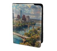 Tamiger Austin Texas Print 14 cm passaporto viaggio documento portafoglio unisex regalo per vacanze viaggi di lavoro, Nero , taglia unica