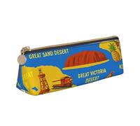 Tamiger Australia Map Icons Stampa Grande Capacità Astuccio In Pelle Liscio Cerniera Penna Pouch Scuola Viaggio Trucco