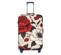 Tamiger Beauty Red Floral Flowers Print Elastic Lavabile Baggage Protector Universale Valigia Copertura Bagagli Da Viaggio, Nero , XL