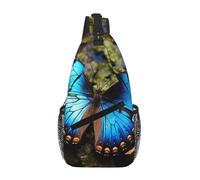 Tamiger Bella blu farfalla stampa croce petto bag diagonale leggero elegante sacchetto per escursionismo quotidiano zaino a tracolla