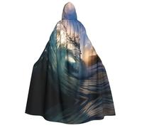 Tamiger Bellissimo mantello con cappuccio per adulti con stampa a onde dell'oceano, accessorio per costume cosplay, feste, carnevale, feste in maschera