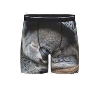 Tamiger Biancheria intima da uomo con stampa koala che dorme boxer morbidi elasticizzati da indossare tutti i giorni per casa, viaggi, palestra, boxer, Nero , XXL