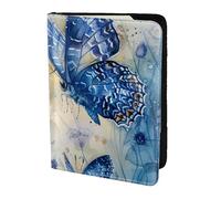 Tamiger Blue Butterflies Print 14 cm passaporto viaggio documento portafoglio unisex regalo per vacanze viaggi di lavoro, Nero , taglia unica