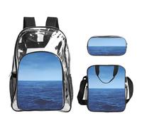 Tamiger Blue Ocean Sea Print Set di 3 pezzi trasparente zaino per viaggi avventure all'aria aperta vacanza borsa trasparente