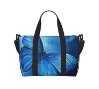 Tamiger Borsa da viaggio a mano con stampa a farfalla blu, regolabile, leggera, casual, borsa a tracolla per il fine settimana, vacanze, palestra