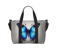 Tamiger Borsa da viaggio a mano con stampa a farfalla blu, regolabile, leggera, casual, borsa a tracolla per il fine settimana, vacanze, palestra