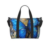 Tamiger Borsa da viaggio a mano con stampa a farfalla blu, regolabile, leggera, casual, borsa a tracolla per il fine settimana, vacanze, palestra