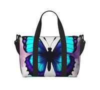 Tamiger Borsa da viaggio a mano con stampa a farfalla, blu, viola, regolabile, leggera, per fine settimana, casual, per vacanze e palestra