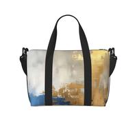 Tamiger Borsa da viaggio a mano con stampa dorata, blu, bianca, regolabile, leggera, per fine settimana, casual, per vacanze e palestra
