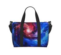 Tamiger Borsa da viaggio a mano con stampa galassia rossa e blu, regolabile, leggera, per fine settimana, casual, per vacanze e palestra