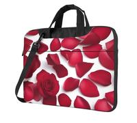 Tamiger Borsa per computer portatile con stampa di petali di rosa rossa, elegante, per lavoro, ufficio, pendolarismo, fine settimana, Nero , 15.6 inch