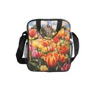 Tamiger Borsa termica trasparente per il pranzo con stampa di tulipani, per uso quotidiano, ufficio, viaggi, picnic, contenitore per alimenti portatile