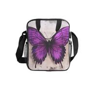 Tamiger Borsa termica trasparente per il pranzo con stampa viola con farfalle per uso quotidiano, ufficio, viaggi, picnic, contenitore per alimenti portatile