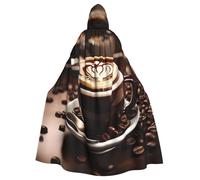 Tamiger Caffè caldo con stampa chicco di caffè vacanza mantello con cappuccio abito costume per cosplay carnevale vampiro festa eventi a tema