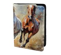 Tamiger Cartella portadocumenti da viaggio con stampa artistica di cavalli che corrono, 14 cm, unisex, regalo per vacanze e viaggi di lavoro, Nero , taglia unica