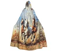 Tamiger Cavalli che corrono stampa artistica donna uomo 190 cm con cappuccio mantello di carnevale Cosplay mantello costume eventi a tema festival