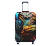 Tamiger Chameleon Ascolta Musica Stampa Elasticizzata Universale Valigie Protezione Bagagli Elastico Viaggio Accessori Storage, Nero , S, Bagaglio a mano