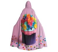 Tamiger Colorful Cupcakes Arcobaleno Fiore Torta Stampa Donne Uomini 190 centimetri Con Cappuccio Mantello di Carnevale Cosplay Mantello Costume Eventi a Tema Festival