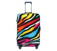 Tamiger Copertura elastica per valigie da viaggio, universale, con stampa zebrata arcobaleno colorata, Nero , L, Bagaglio a mano