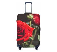 Tamiger Copertura elastica universale per valigia, con stampa di rosa rossa e vino, Nero , S, Bagaglio a mano