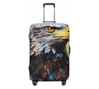 Tamiger Copertura universale elasticizzata per valigia, con stampa aquila, protezione elastica per accessori da viaggio, Nero , L, Bagaglio a mano