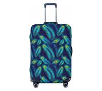 Tamiger Copertura universale elasticizzata per valigie con stampa di piume di pavone e uccello, protezione elastica per accessori da viaggio, Nero , L, Bagaglio a mano