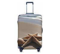 Tamiger Copertura universale per valigie da viaggio con stampa di stelle marine e conchiglie sabbiose con stampa di spiaggia elastica lavabile, Nero , S