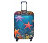 Tamiger Copertura universale per valigie da viaggio con stampa di stelle marine e corallo con stampa elastica lavabile, Nero , XL