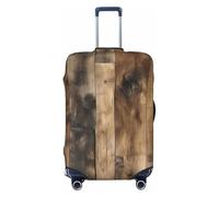 Tamiger Copertura universale per valigie da viaggio con stampa rustica in legno con plancia elastica e lavabile, Nero , L
