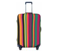 Tamiger Copertura universale per valigie elasticizzata, con stampa a righe colorate arcobaleno, protezione elastica per accessori da viaggio, Nero , L, Bagaglio a mano