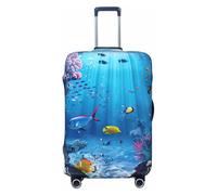 Tamiger Copertura universale per valigie elasticizzata, con stampa a tema oceano, protezione elastica per accessori da viaggio, Nero , L, Bagaglio a mano