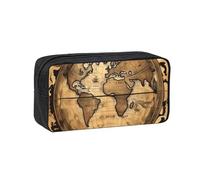 Tamiger Custodia spaziosa per penne con mappa antica del mondo, unisex, grande capacità, organizer per cancelleria, per il trasporto quotidiano