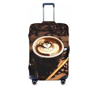 Tamiger Delizioso Cuore Caffè Stampa Elastico Lavabile Bagaglio Protector Universale Valigia Copertura di Viaggio Dei Bagagli Copertura, Nero , S
