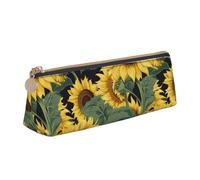 Tamiger Elegante astuccio in pelle con stampa di girasoli, grande capacità, con cerniera, per la scuola e i viaggi