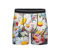 Tamiger Estate Floreale Margherite Stampa Fiore Biancheria Intima Degli Uomini Stretch Soft Tronchi Usura Di Tutti I Giorni Per La Casa Di Viaggio, Nero , L