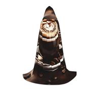 Tamiger Hot Coffee Con Stampa Chicco Di Caffè Con Cappuccio Mantello Costume Cosplay Mantello Per Carnevale Festival Eventi A Tema Abbigliamento Outdoor