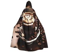Tamiger Hot Coffee con stampa chicco di caffè, mantello con cappuccio per adulti, accessorio per costume cosplay, feste, carnevale, feste in maschera