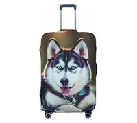 Tamiger Husky Dog Print Elastic Lavabile Baggage Protector Universale Valigia Copertura di Viaggio Bagagli Copertura, Nero , L
